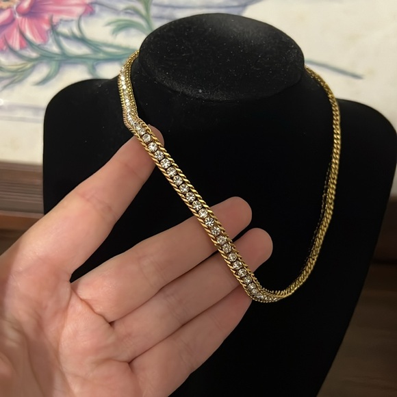 Gold plated stainless steel stone choker necklace - Picture 3 of 3